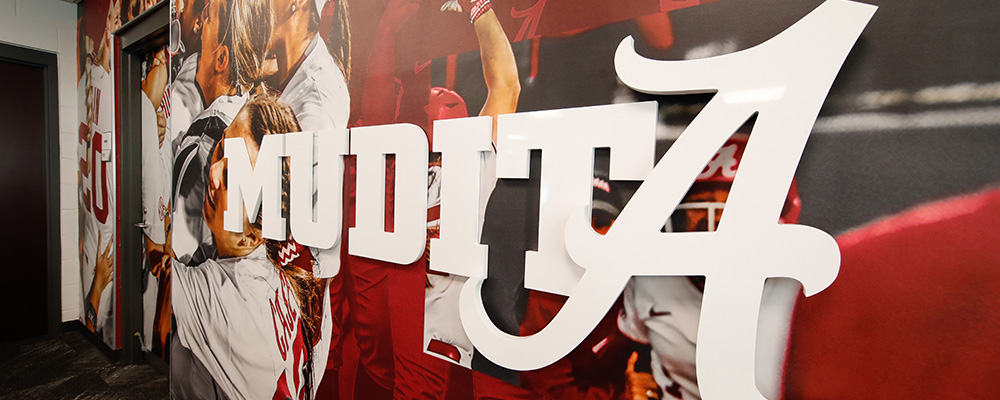 Mural on the wall of the softball team lounge