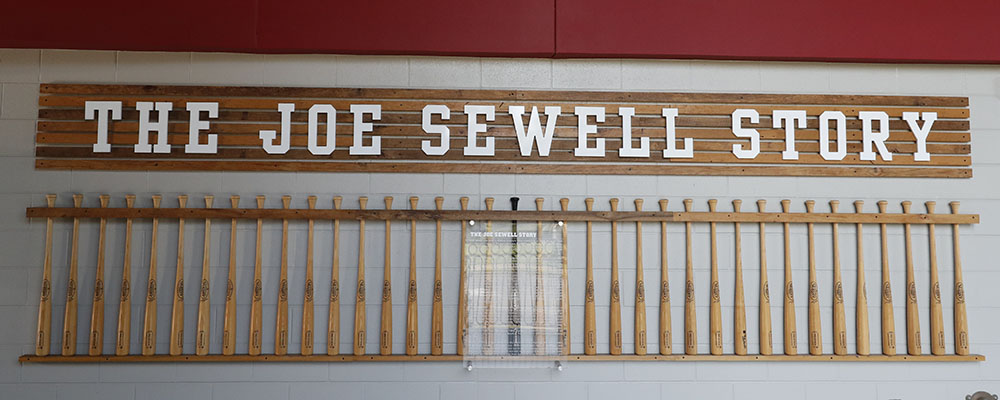 wall featuring the Joe Sewell Story