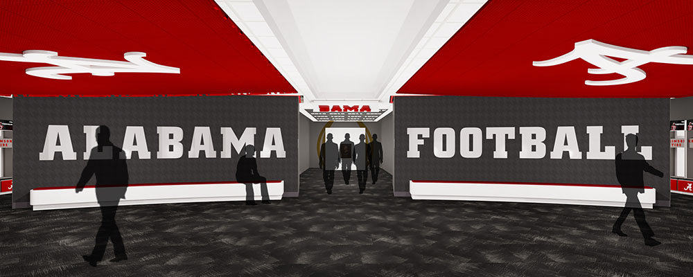 Rendering of the locker room after Bryant-Denny Stadium renovations