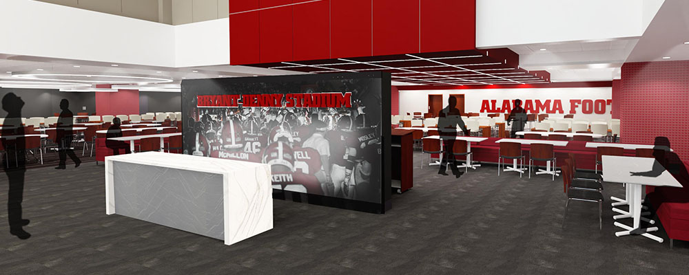 Rendering of the recruiting room after Bryant-Denny Stadium renovations