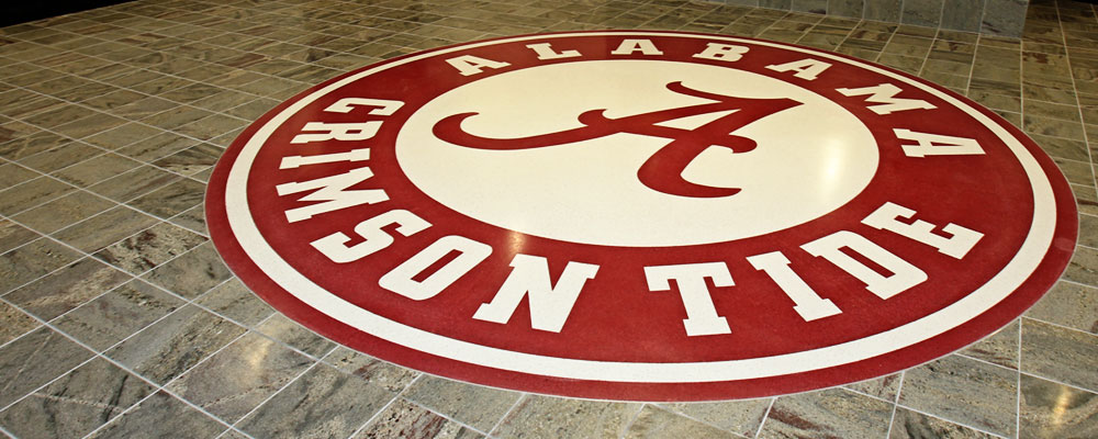 Circle A logo in floor of Donor Hall of Recognition